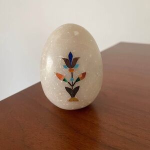 Decorative Stone Egg with Inlay Design